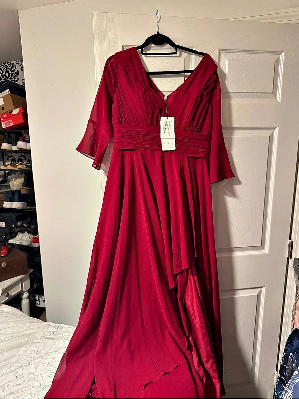 JJ’s HOUSE Maxi Dress in burgundy Size 14 NWT
